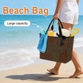thumbnail image 3 of Dark Brown Rattan Beach Bag for Women, Large Breathable Mesh Beach Tote Bag, Vintage Abstract Wicker Texture Sandproof Lightweight Travel Bags for Vacation Picnic Swimming Pool 15.7"x15.7"x9.1", 3 of 9