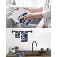 thumbnail image 5 of Blue Palm Leaves Hand Towels Set,Waffle Weave Kitchen Towels 3 Pieces,Farmhouse Summer Beige Tropical Plants Microfiber Hair Face Bath Tea Towel Absorbent Cleaning Dish Cloths,15.7"x23.6", 5 of 7