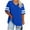 Blue, variant on Ussuma V-Neck Striped Shirt for Women Short Sleeve Solid Color Loose Women's Blouses Pullover Blouse Comfortable Casual Home Beach Holiday Party