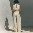 thumbnail image 2 of Morttic Women's Turtleneck Sleeveless Top and Wide Leg Pants Set – High Waist with Pockets, Casual Summer Outfit Apricot，S, 2 of 3