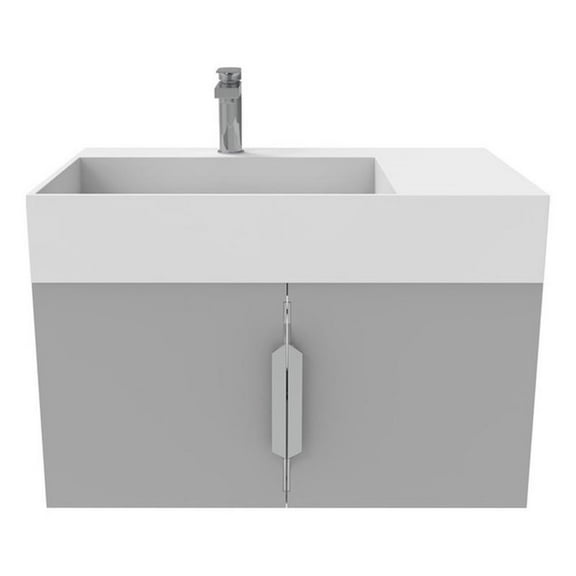 Amazon 30" Gray Wood Floating Vanity with White Top and Brushed Nickel Trim