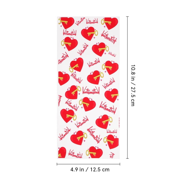 SOPOTUTU 120 Pcs Multi-Color Heart Candy Treat Bags, OPP Packaging Bags for Valentine's Day Party Favors and Wrapping