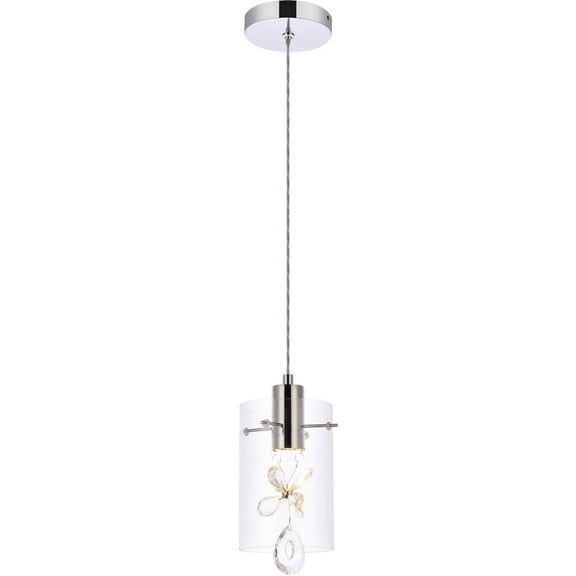 6.5 inch 5W 1 Led Pendant-Chrome Finish-Royal Cut Crystal Type Bailey Street Home 390-Bel-4363593
