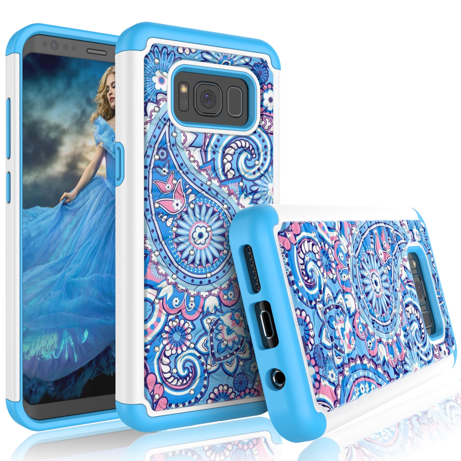 Galaxy S8 Case, Samsung S8 Cute Case, Tekcoo [Tmajor] Retro Pattern Lovely Bling Crystal Studded