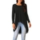 thumbnail image 1 of INSPIRE CHIC Women's High Low Tops Long Sleeve Lace Trim Crewneck Irregular Hem Flowy Blouse Tops Black XL, 1 of 1