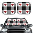 thumbnail image 2 of Haiem Heart Black Buffalo Plaid Gingham Windshield Sun Shade: Universal Foldable 2-Piece Car Front Window Sunshade - Blocks Uv Rays, And Reduces Heat,Essential Car Accessory Large, 2 of 7