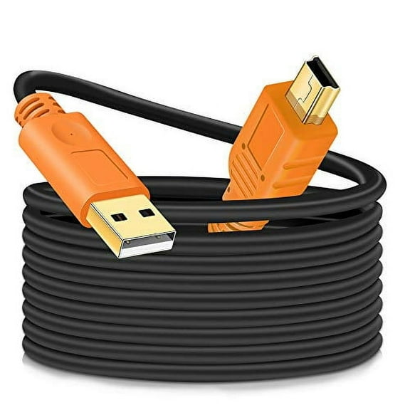 Mini USB Cable 15Ft, Tan QY Mini USB Cable USB 2.0 Type A to Mini B Cable Male Cord for GoPro Hero 3 , Hero HD, Cell Phones, MP3 Players, Digital Cameras,GPS Receiver, PDAs etc (15Ft, Orange)