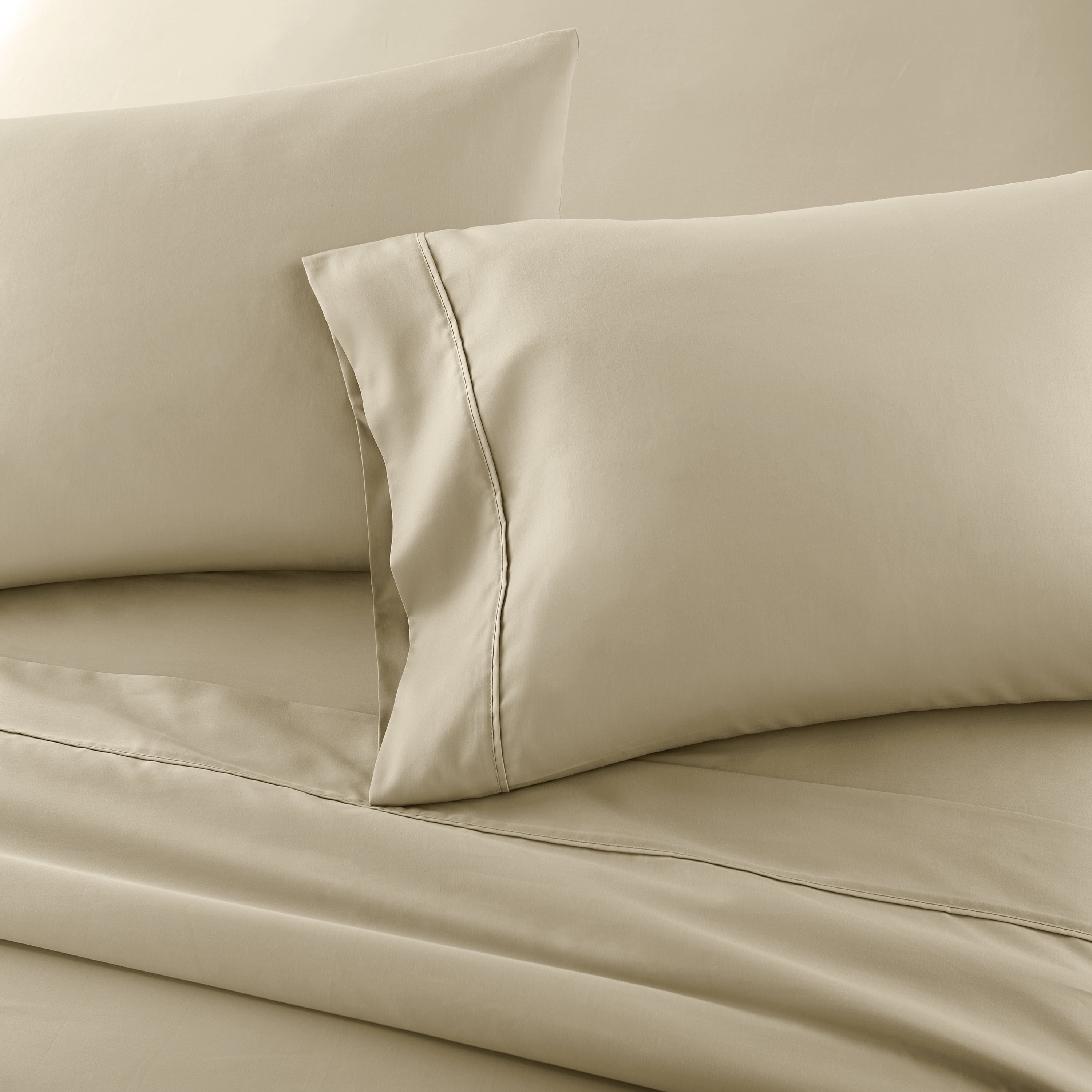 Better Homes & Gardens 2-Piece 300 Thread Count Almond Biscuit Cotton Sateen Pillowcase Set, Standard/Queen