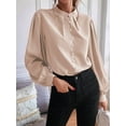 thumbnail image 2 of Button Down Shirts for Women, Womens Fall Tops, Business Casual Tops for Women Khaki XL, 2 of 6