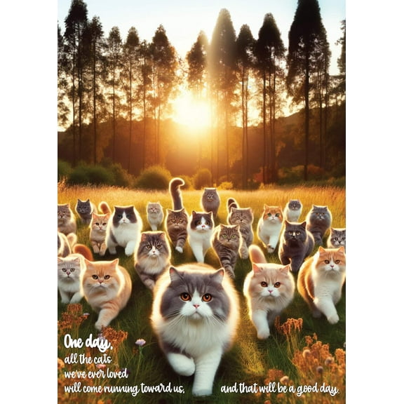 Glory To Dog One Day, All the Cats We’ve Ever Loved Will Come Running Toward Us and That Will Be a Good Day Sympathy Card