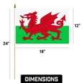thumbnail image 5 of G128 50 Pack Handheld Wales Welsh Stick Flags | 12x18 In | Printed 150D Polyester, Country Flag, Solid Wooden Stick, Spear Gold Tip, 5 of 10