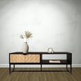 thumbnail image 3 of Bali Coastal Modern TV Stand with Storage Cubby and Natural Wood Drawer, Black, 3 of 6