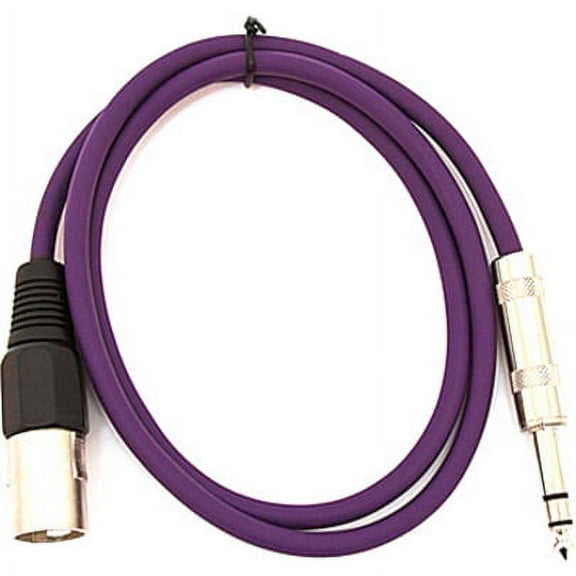 Seismic Audio SATRXL-M2, Purple 2' XLR Male to TRS Patch Cable