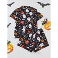 thumbnail image 7 of Emy Dola Women Halloween Silk Pajamas Sets 2 Piece Button-Down Satin Sleepwear Ghost Pumpkin Skull Print Short Sleeve Loungewear S-2XL, 7 of 7