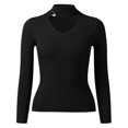 thumbnail image 3 of Vedolay Fall Sweaters Women's V Neck Sweater Long Sleeve Drop Shoulder Oversized Knit Pullover Tops,Black S, 3 of 4