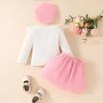 thumbnail image 4 of mgoYE Toddler Girl Clothes Solid Long Sleeve Knit Top Ruffle Wrap Tie Skorts Girls Fall Outfits Skirt Set with Beret, 4 of 9