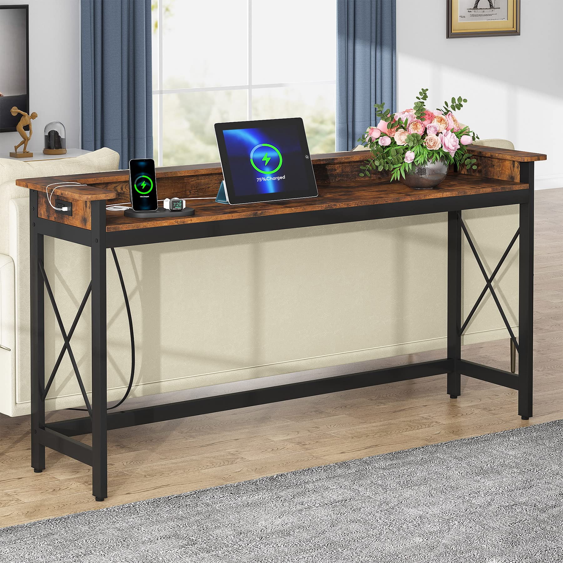 Sofa Table With Charging Station Baci Living Room