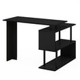 thumbnail image 2 of Pemberly Row L-Shape Computer Desk with 3-Tier Shelves in Americano/Black, 2 of 6