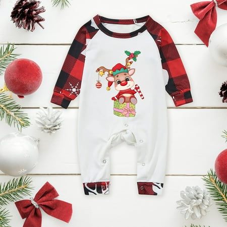 

ERTUTUYI Daddy Sleepwear For Christmas Family Matching Pajamas Cute Big Headed Deer Print Pjs Plaid Long Sleeve Tops And Pants Soft Casusal Holiday Sleepwear White 24M