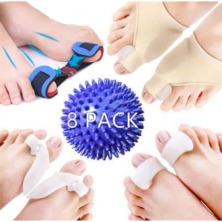 Bunion Corrector, Bunion Relief Protector Kit Spreader Bunion Relief Socks Sleeves Toe Stretcher & Separator, Foot Massage Ball for Tailors Bunion, Hallux Valgus, Overlapping Toes, Big Toe (Best Cure For Bunions)
