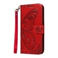 thumbnail image 6 of ELEHOLD Wallet Case for iPhone 17, Butterfly Embossed Phone Case with Kickstand and Card Slots, Shockproof Leather Cover with Wrist Strap,Red, 6 of 6