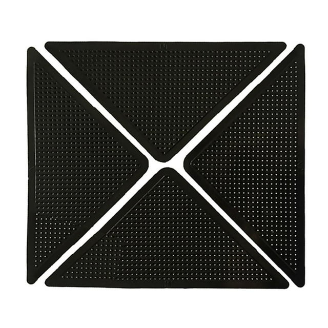 veasfak 4x Black Non Slip Rug Carpet Mat Grippers Anti Skid Corners Pad for Bathroom Car