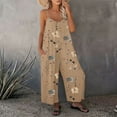 thumbnail image 5 of Guiexla Summer Women Jumpsuit Adjustable Spaghetti Strap Backless Sleeveless Wide Leg Loose Floral Print Deep Crotch Side Pockets Pleated Vacation Beach Jumpsuit, 5 of 7