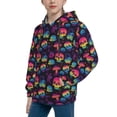 thumbnail image 2 of Fotbe Skull mushroom colorful Pattern Youth Pullover Hooded Sweatshirt, Boys Hoodie, Kangaroo Pocket Hoodie for Kids Girls -X-Large, 2 of 6
