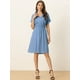 thumbnail image 3 of Vestido camisero estilo Safari Allegra K Azul XL con Bolsillo en la cintura, 3 of 6