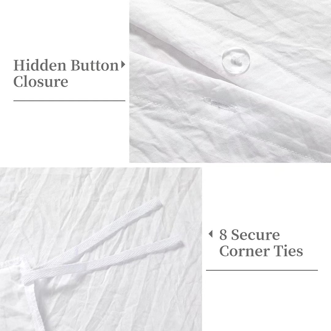 HOMERRY White Ruffle Pattern Duvet Cover Queen Size 3PCS Soft Washed Microfiber Fabric，90x90 in