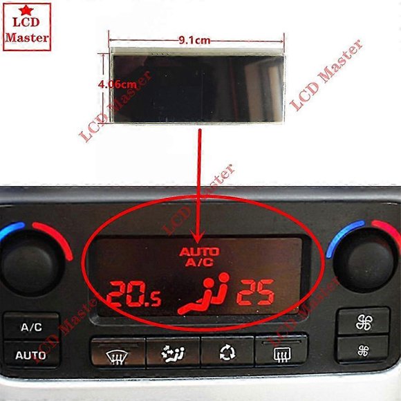 1pcs Car ACC Lcd Panel Module Display Monitors Pixel Repair Red background Air Conditioning Information Screen For Peugeot 207 2025 walkbee