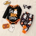 thumbnail image 2 of Licupiee 3Pcs Newborn Baby Boys My 1st Halloween Clothes Set Long Sleeve Romper+Long Pants + Headband Autumn Winter Outfits 0-12M, 2 of 6