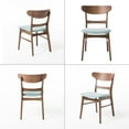thumbnail image 3 of Table Chairs, Mid-Century Modern Fabric Dining Chairs With Natural Walnut Finished Rubberwood Frame, 2-Pcs Set, Mint / Natural Walnut For Kitchen, Dining Room, Terrace, 3 of 5