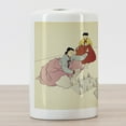 thumbnail image 3 of East Ceramic Toothbrush Holder, Traditional Ethnic Korean Women Playing Chess Hanging Daily Life Portrait Drawing, Decorative Versatile Countertop for Bathroom, 4.5" X 2.7", Multicolor, 3 of 4