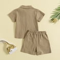 thumbnail image 5 of Nmmacb Toddler Baby Boys Shorts Set Solid Color Shirt Short Sleeve Button Down Top Shorts Summer Outfits Clothes 6M-4 Years, 5 of 9