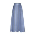 thumbnail image 4 of 2025 Clearance Items under $5.00 Viikei Women's Skirt with Side Slit for Comfort,Women's Printed Elastic Waistband Pleated Pocket Skirt With Mid Calf Skirt Blue S, 4 of 5