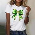 thumbnail image 2 of FRSASU Womens T-Shirt,Crewneck Tee Green Bow Shamrock Short Sleeve Casual T Shirts Basic Tees White, 2 of 5