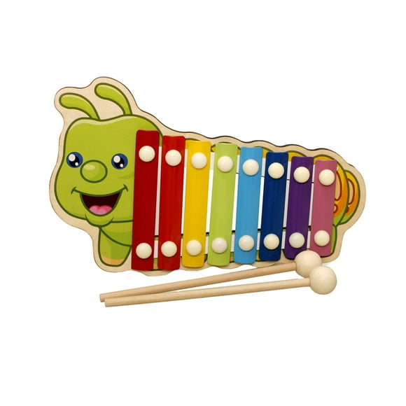 Xylophone Vert à Taper à la Main Instrument de Musique Jouet Éducatif pour Enfants Jouet de Percussion d'Apprentissage Précoce avec Baguettes Design en Bois 8.8 X 4.7 X 0.98 Pouces 0.4 Lb
