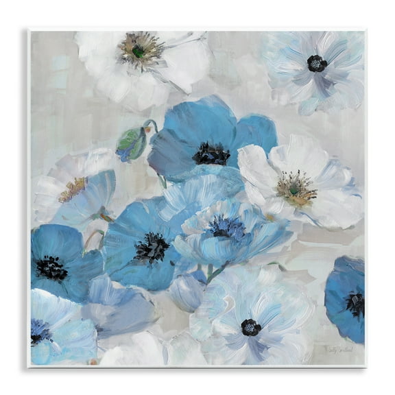 Stupell Industries Blue & White Flowers Plants & Flowers Painting Unframed Art Print Wall Art, 12 x 12