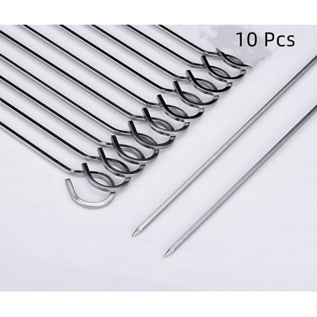 

Happon 10 Pack Kabob Skewers for Grilling 12 Inch - BBQ Barbecue Grilling Accessories Stainless Steel