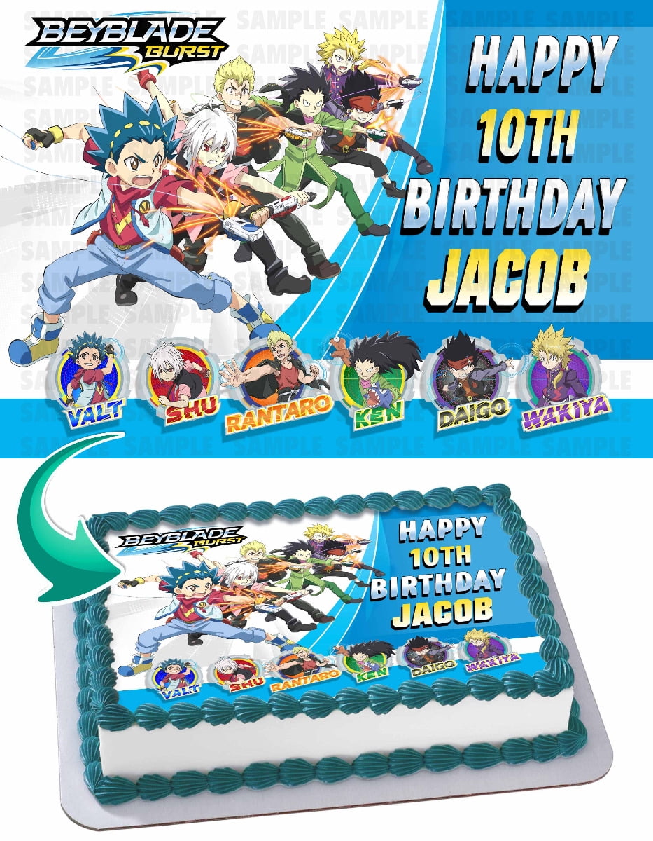 Beyblade Burst Edible Cake Image Topper Personalized Birthday Party 1 4 Sheet 8 X10 5 Walmart Com