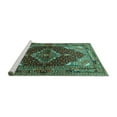 thumbnail image 2 of Ahgly Company Machine Washable Indoor Square Persian Turquoise Blue Traditional Area Rugs, 3' Square, 2 of 4
