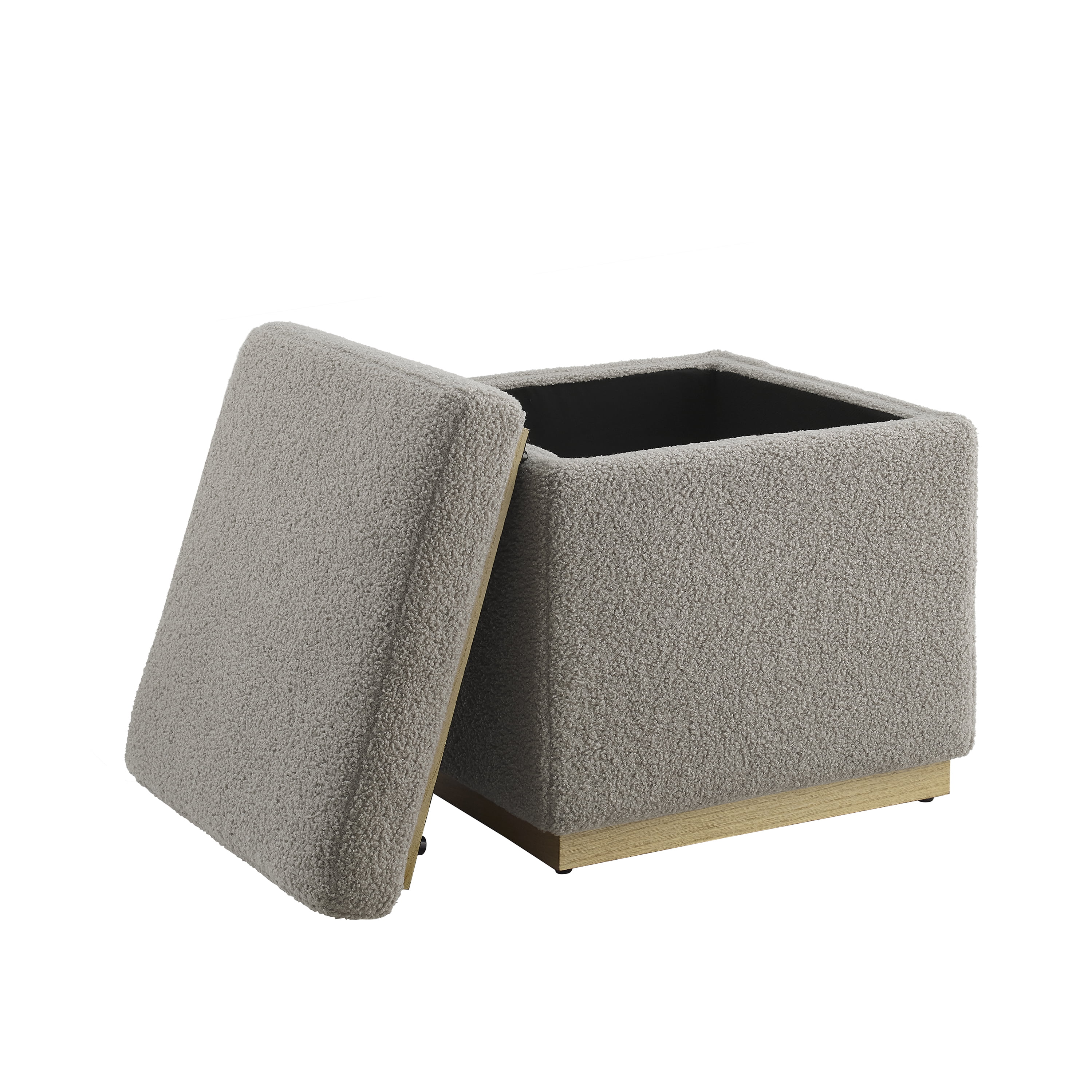 Linon Elta Square Storage Ottoman, Light Gray Sherpa