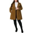 thumbnail image 2 of Agnes Orinda Women's Plus Size Winter Coats Double Breasted Peacoat Outerwear Jackets 1X Deep Brown, 2 of 6