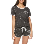 U.S. Polo Assn. Women's 2pc Short Sleeve Scoop-Neck Top and Shorts Lounge Pajama Sleep Set