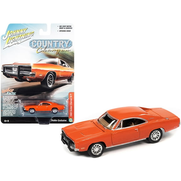 1969 Dodge Charger R/T Orange "Country Charger" 1/64 Diecast Model Car by Johnny Lightning