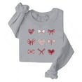 thumbnail image 4 of YueHuiYing Women's Oversized T-Shirt with Random Black & Pink Heart Print Crew Neck Long Sleeve Valentine's Day Sweet & Edgy Style Top, 4 of 4