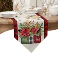 thumbnail image 4 of Table Runner Dresser Scarves Christmas Poinsettia Flower Holly Cotton Linen Burlap Table Cover Red Black Checker and Linen Table Runners for Family Kitchen Dining Holiday Party Banquet Decor, 4 of 5