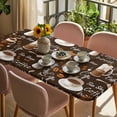 thumbnail image 3 of Coffee Table Cloths for 3 Foot Rectangle Tables, Brown Retro Coffee Theme Beans Latte Tea Cup Patio Waterproof Elastic Fitted Tablecloths, Washable Rectangular Table Cover for Camping, 3 of 8