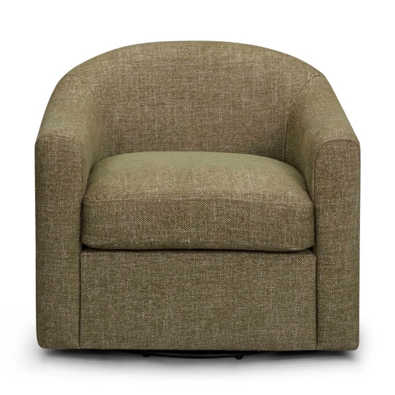 Pemberly Row Contemporary Accent Green Basketweave Swivel Chair